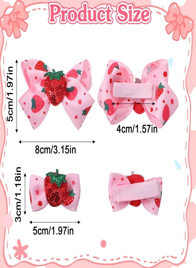 Matwsec 4PCS Strawberry Hair Clips Strawberry Bow Hair Accessories for Women Birthday Party Summer Dress Decor Gifts - Image 2